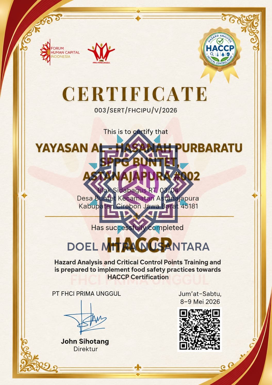 HACCP SPPG BUNTET, ASTANAJAPURA #002