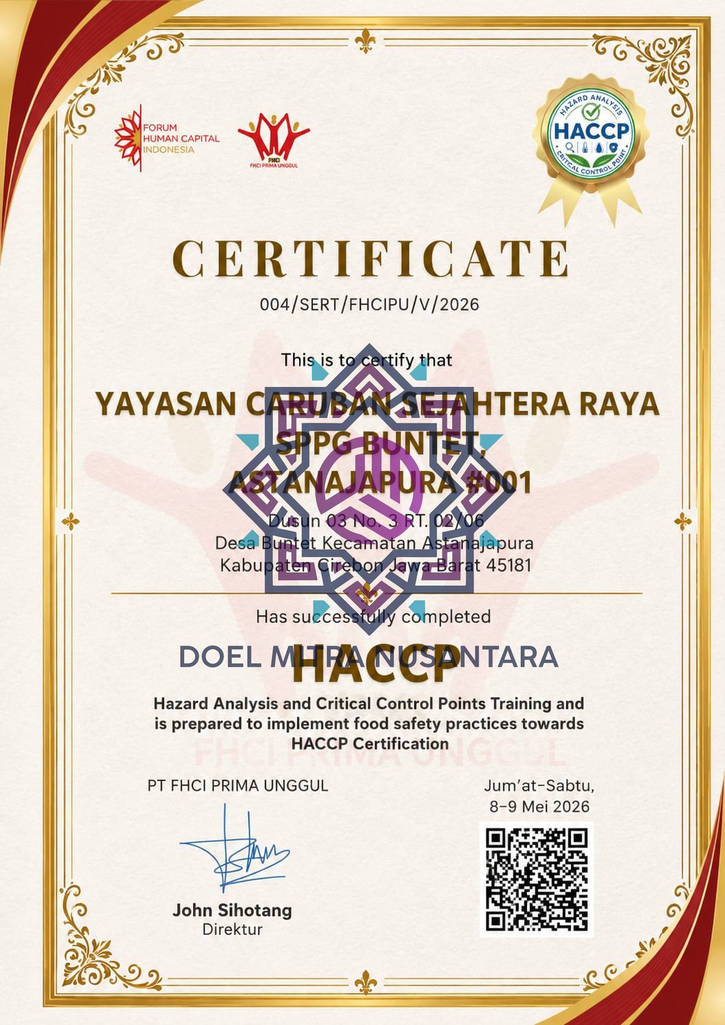 HACCP  SPPG BUNTET, ASTANAJAPURA #001