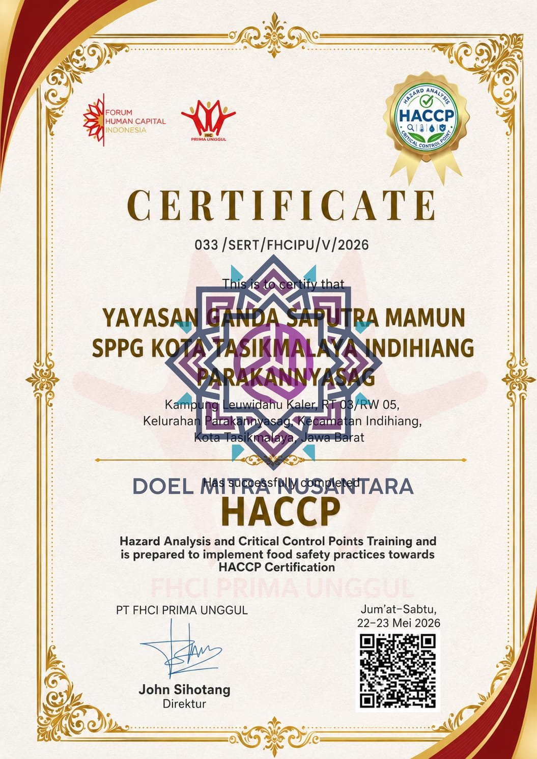 SPPG KOTA TASIKMALAYA INDIHIANG PARAKANNYASAG